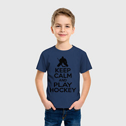 Футболка хлопковая детская Keep Calm & Play Hockey, цвет: тёмно-синий — фото 2