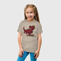 Футболка хлопковая детская Динозавр, цвет: миндальный — фото 2