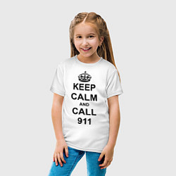 Футболка хлопковая детская Keep Calm & Call 911, цвет: белый — фото 2