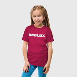 Футболка хлопковая детская Roblox Logo, цвет: маджента — фото 2