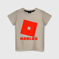 Футболка хлопковая детская Roblox Logo, цвет: миндальный