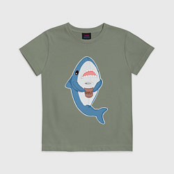 Футболка хлопковая детская Hype Shark, цвет: авокадо
