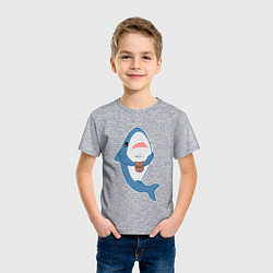 Футболка хлопковая детская Hype Shark, цвет: меланж — фото 2