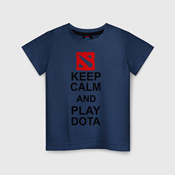Футболка хлопковая детская Keep Calm & Play Dota, цвет: тёмно-синий