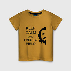 Футболка хлопковая детская Keep Calm & Pass To Pirlo, цвет: горчичный