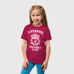 Футболка хлопковая детская Liverpool: Football Club, цвет: маджента — фото 2