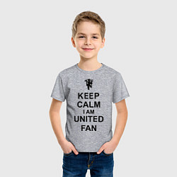 Футболка хлопковая детская Keep Calm & United fan, цвет: меланж — фото 2