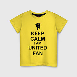 Футболка хлопковая детская Keep Calm & United fan, цвет: желтый