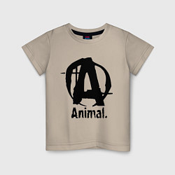 Футболка хлопковая детская Animal Logo, цвет: миндальный