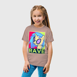 Футболка хлопковая детская DJ Pon-3 RAVE, цвет: пыльно-розовый — фото 2