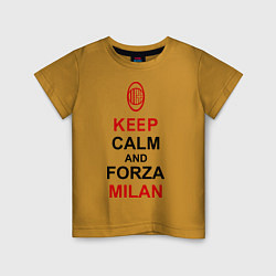 Футболка хлопковая детская Keep Calm & Forza Milan, цвет: горчичный