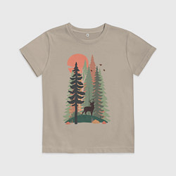 Футболка хлопковая детская Forest Adventure, цвет: миндальный