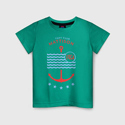 Футболка хлопковая детская MATTISON яхт-клуб цвета зеленый — фото 1