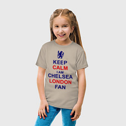 Футболка хлопковая детская Keep Calm & Chelsea London fan цвета миндальный — фото 2