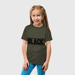 Футболка хлопковая детская BLACK цвета меланж-хаки — фото 2