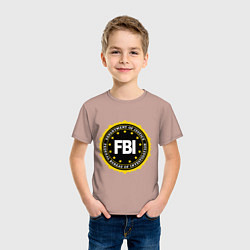 Футболка хлопковая детская FBI Departament, цвет: пыльно-розовый — фото 2