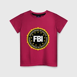 Футболка хлопковая детская FBI Departament, цвет: маджента