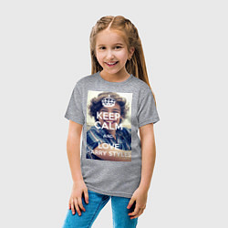Футболка хлопковая детская Keep Calm & Love Harry Styles, цвет: меланж — фото 2