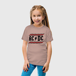 Футболка хлопковая детская AC/DC Voltage, цвет: пыльно-розовый — фото 2