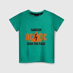 Футболка хлопковая детская AC/DC: High Voltage цвета зеленый — фото 1