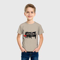 Футболка хлопковая детская Bring me the horizon, цвет: миндальный — фото 2
