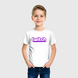 Футболка хлопковая детская Twitch Logo, цвет: белый — фото 2