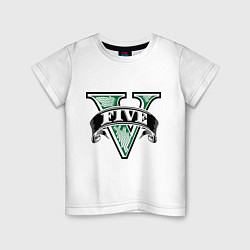 Футболка хлопковая детская GTA V: Logo, цвет: белый