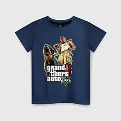 Футболка хлопковая детская GTA 5: Man & Dog, цвет: тёмно-синий