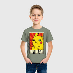 Футболка хлопковая детская Pikachu: Pika Pika, цвет: авокадо — фото 2