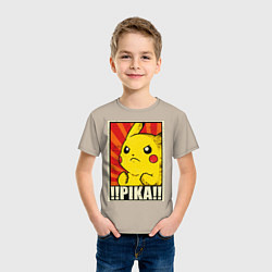 Футболка хлопковая детская Pikachu: Pika Pika, цвет: миндальный — фото 2