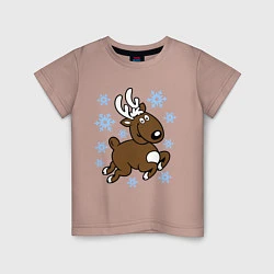 Детская футболка Олень и снежинки