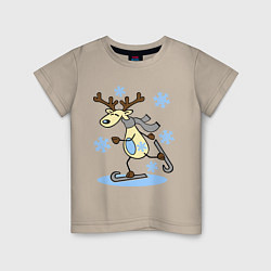 Детская футболка Олень на лыжах