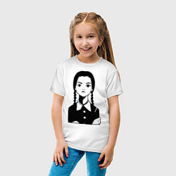 Футболка хлопковая детская Wednesday Addams, цвет: белый — фото 2