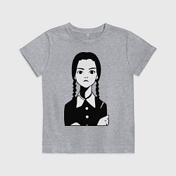 Футболка хлопковая детская Wednesday Addams, цвет: меланж