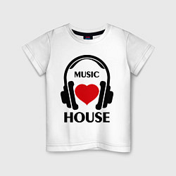 Футболка хлопковая детская House Music is Love, цвет: белый
