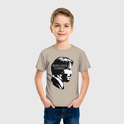 Футболка хлопковая детская Baba Yaga is Coming, цвет: миндальный — фото 2