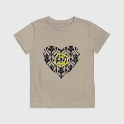 Футболка хлопковая детская Шерлок Сердце и Смайлик, цвет: миндальный