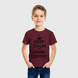 Футболка хлопковая детская Keep Calm & Drink Coffee, цвет: меланж-бордовый — фото 2