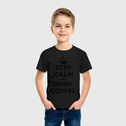 Футболка хлопковая детская Keep Calm & Drink Coffee, цвет: черный — фото 2