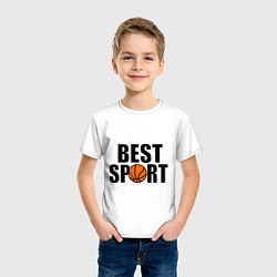 Футболка хлопковая детская Лучший спорт баскетбол, цвет: белый — фото 2
