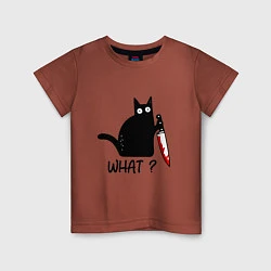 Футболка хлопковая детская What cat, цвет: кирпичный