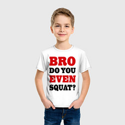 Футболка хлопковая детская Bro, do you even squat?, цвет: белый — фото 2