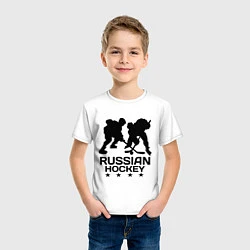 Футболка хлопковая детская Russian hockey stars, цвет: белый — фото 2