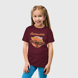 Футболка хлопковая детская Batmobile, цвет: меланж-бордовый — фото 2