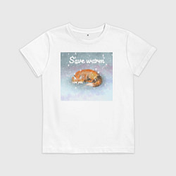 Футболка хлопковая детская Save warm, цвет: белый