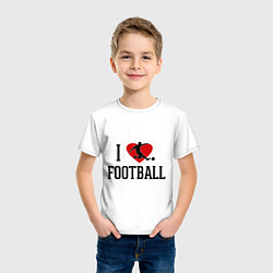 Футболка хлопковая детская I love football, цвет: белый — фото 2