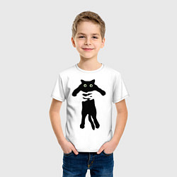Футболка хлопковая детская Черный кот в руках, цвет: белый — фото 2