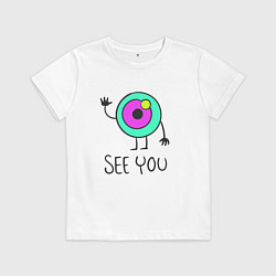 Футболка хлопковая детская See you, цвет: белый