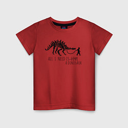 Футболка хлопковая детская All a need is dinosaur, цвет: красный