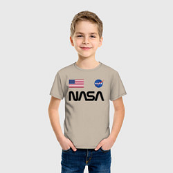 Футболка хлопковая детская NASA НАСА, цвет: миндальный — фото 2